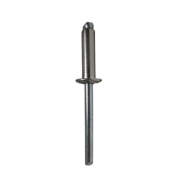 Blind Rivet, Dome Head, 0.1875 in Dia., 0.315 in L, Stainless Steel Body, 1000 PK